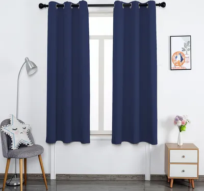 Produktbild von CMYbabee Blickdichte Gardinen mit ösen 2er Set, Fensterdekoration und Verdunkelungsvorhang in Wohnräumen Schlafzimmern Büros und Kinderzimmern, 245 x 140 cm, Dunkelblau
