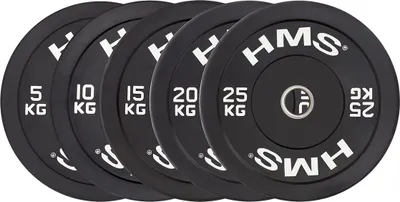Produktbild von HMS Fitness BBR15, Olympic, Gummierte Gewichtsscheibe, 15 kg, Schwarz, Rund, Stahl