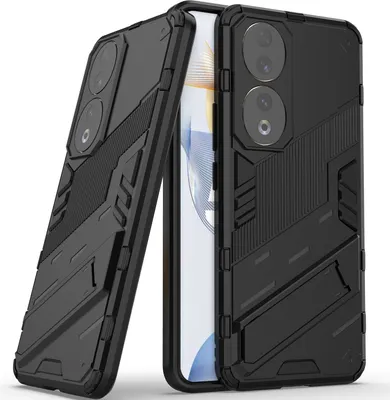 Produktbild von Armor Hülle für Honor 90, Hybrid PC TPU Bumper Stoßfestes Schutzhülle mit Standfunktion Schwarz