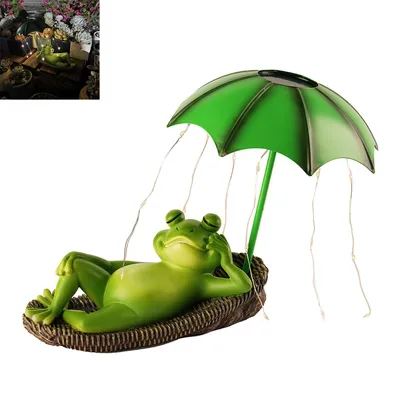 Produktbild von Solar Gartenleuchte Frosch,Niedliche Solar-Froschfigur mit Regenschirm, LED Au?enleuchte fš¹r Garten, Terrasse & Rasen, wetterfest
