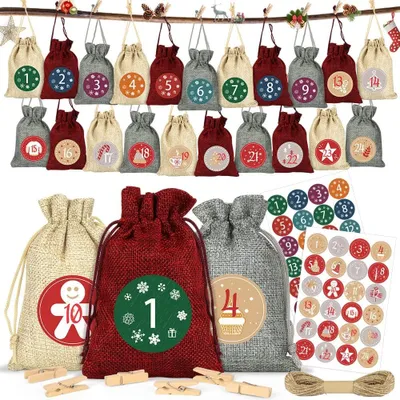 Produktbild von Adventskalender zum Befüllen – Adventskalender mit Stoffbeuteln