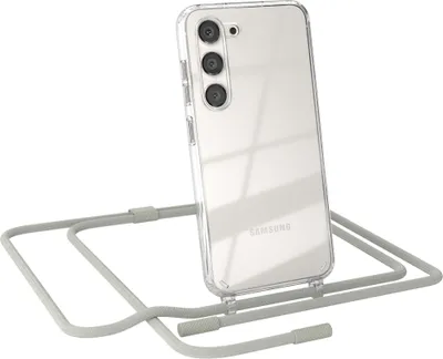 Produktbild von EAZY CASE Handykette für Samsung Galaxy S23, Clear Case aus Silikon, mit Umhängeband, abnehmbare Endstücke, Handyband in Beige