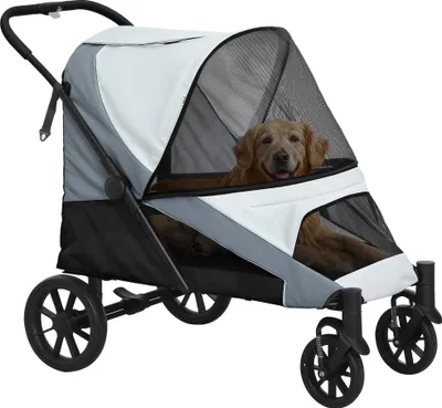 Obrázek produktu pro Přepravní box pro zvířata, nastavitelný design, rám s tlumiči nárazů, šedý, 124 x 67 x 100 cm