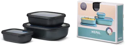 Immagine prodotto di Mepal 4 Stück set cirqula rechteckig 3-tlg (500+1000+2000) - nordic black 106270041100