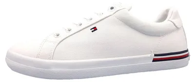 Image de Tommy Hilfiger, collection essentielle, chaussures rayées pour hommes, chaussures à lacets, baskets, couleur blanche