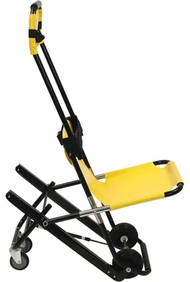 Immagine prodotto di Barella trasportabile pieghevole - Barella di soccorso mobile con ruote - Realizzata in lega di alluminio e PVC - Capacità di carico: 159 kg - Adatta per ospedali, vigili del fuoco, impianti sportivi - Colore: giallo