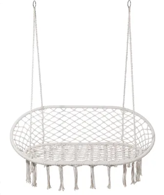 Produktbild von Hängesessel Rebecca Mobili Gahat 150x130x70 PolyBaumwolle Stahl Cremeweiß Boho
