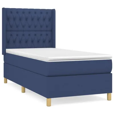 Produktbild von Boxspringbett mit Matratze Blau 90x200 cm Stoff