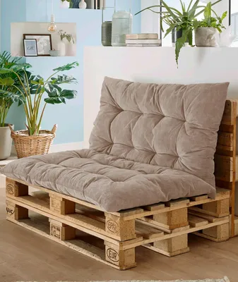 Produktbild von Palettenkissen Palettauflagen Sitzkissen Rückenkissen gesteppt 70x120 cm Taupe