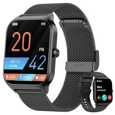 Produktbild von Blutdruck Smartwatch Telefonfunktion für Android Blutdruckmessung am Handgelenk Schwarz