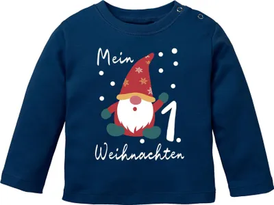 Produktbild von Baby Langarmshirt Mein erstes Weihnachten {styleVariationName} Aufdruck XMAS Outfit Babyshirt Jungen Mädchen MoonWorks®