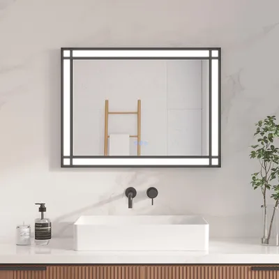 Produktbild von Badezimmerspiegel Wandspiegel 80 x 60 cm 3 Lichtfarbe dimmbar Badspiegel mit LED Beleuchtung Memory Touchschalter beschlagfrei IP44