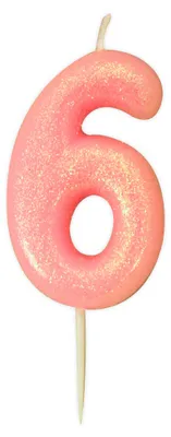 Produktbild von Glitzernde Geburtstagskerze Zahl 6 Rosa Irisierend 9 cm - Einheitsgröße