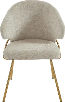 Produktbild von Set aus 2 Stühlen aus Stoff und goldfarbenem Metall - Beige - LUXIVA