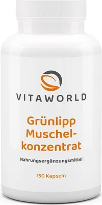 Produktbild von Vitaworld Grünlippmuschelkonzentrat 500 mg | 150 Kapseln | reines Grünlippmuschelpulver aus Neuseeland