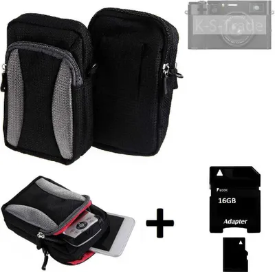 Produktbild von Kompatibel mit Fujifilm X100VI Gürtel Tasche Holster Umhänge Tasche Fototasche Schutz Hülle schwarz-grau + Extrafach K-S-Trade