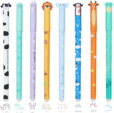 Productafbeelding van 8 stuks gummen, met dierenmotieven, geschikt voor school en creatief schrijven