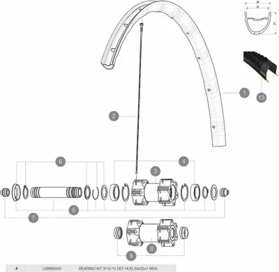Zdjęcie produktu dla Piasta przednia Mavic 6804dw para łożysk srebrny srebrny Jeden rozmiar