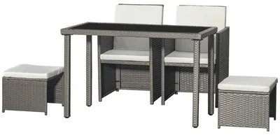 Immagine prodotto di Set da giardino - Set di mobili da esterno - Set per balcone - Arredamento per terrazza - Set lounge - 5 pezzi con cuscini removibili