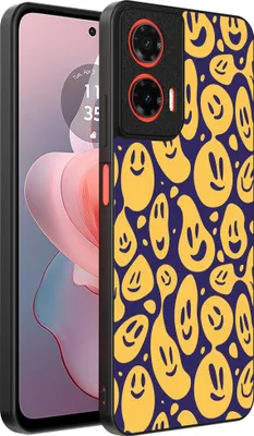 Produktbild von Smartphonica Handytasche passend für Motorola Moto G Power 2024 mit Smiley Druck - TPU Rückseitenschutzhülle Emoji Design - Lila Gelb