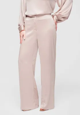 Produktbild von LARICA Stoffhose Damen Weites Bein Satin Elegant OW-PA-E0008 beige L