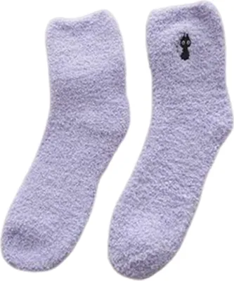 Produktbild von 1 Paar flauschige, gemütliche Schlafsocken für Zuhause, superweich, einfarbig, lichtecht, locker, warm, flauschig, für den Winter, Bodensocken für Damen