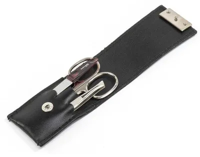 Produktbild von 3-tlg Solingen Maniküre Set mit Leder Etui, Nagelschere, Feile, Pinzette, Germany