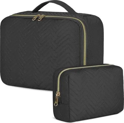 Produktbild von Famanu Kosmetiktasche Wasserfest - 2 Stück, Schwarz