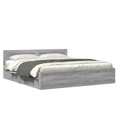 Produktbild von vidaXL Bettgestell mit Kopfteil Grau Sonoma 200x200cm Holzwerkstoff