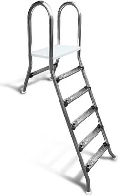 Produktbild von Poolleiter Classic 150/40 cm I 1x5 + 1x1-stufig I V2A Edelstahl Leiter Treppe