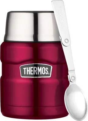 Produktbild von Thermosflasche 0,47l mit Klapplöffel und Becher - Himbeere