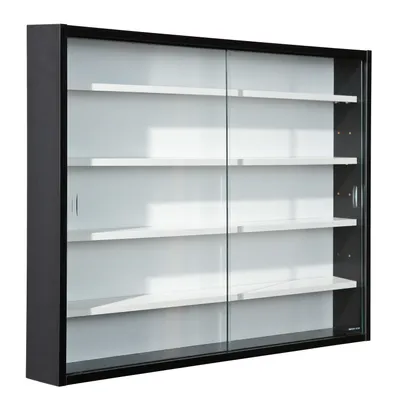 Produktbild von Comit Vitrinenschrank wandhängend, 2 Glastüren, weiss, schwarz.