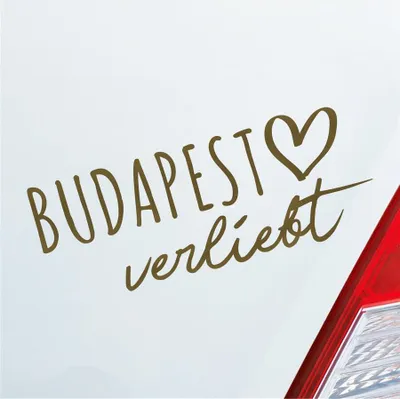 Produktbild von Auto Aufkleber Budapest verliebt Herz Stadt Heimat Liebe Car 19x8 cm Gold Sticker Heckscheibenaufkleber