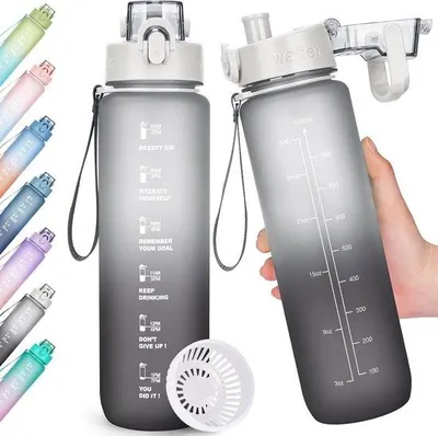 Produktbild von Famanu Wasserflasche 1 Liter - BPA-frei, auslaufsicher, für Fitness und Outdoor
