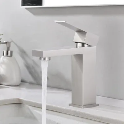 Produktbild von Waschtischarmatur Edelstahl Gebürstetes Nickel Einlochmontage