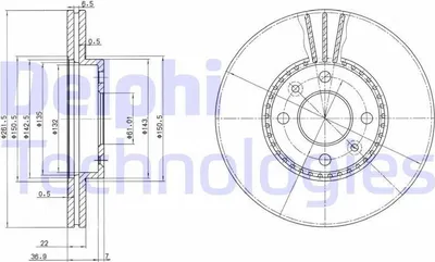 Produktbild von 2x DELPHI Bremsscheibe BG2693 für RENAULT MEGANE Scenic (JA0/1_) 44mm 262mm