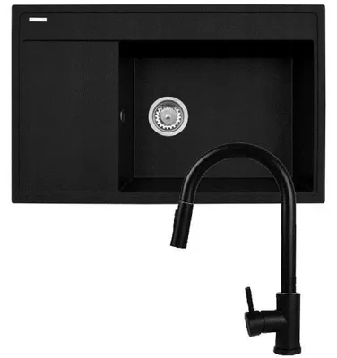 Image de Pyramis Set - Sink CAMEA 79x50 1B 1D R+ Faucet IDEA Black Edition - 070168502BE
