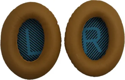 Two ear pads for headphones, labeled 'L' and 'R', are shown against a white background.