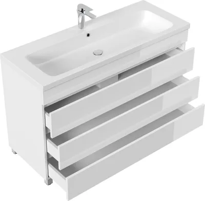Produktbild von Stand-Badmöbel Waschplatz "Fellini 120" weiß Hochglanz