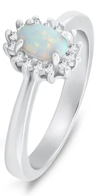 Produktbild von Eleganter Silberring mit Opal und Zirkonen RI106W - Kreislauf: 56 mm