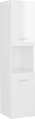 Obrázok produktu pre vidaXL Kúpeľňová skrinka s vysokým leskom biela 30x30x130 cm Drevo Materiál