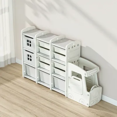 Produktbild von 360Home Kinderregal Kleiderstange Steckregal Aufbewahrung Kindermöbel Kinderschrank C-144*30.5*84cm
