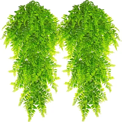 Produktbild von Künstliche Hängepflanzen 4 Stücke Kunstpflanze Hängende Boston Farn Plastikpflanzen UV Beständig Fake Pflanzen Grünpflanzen f...