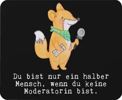 Produktbild von Mr. & Mrs. Panda Mauspad Moderatorin Herz - Schwarz - Geschenk, mausteppich, Mouse Pad, Mousepad, laptop