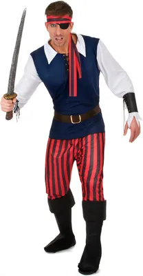 Obrázek produktu pro Klasický pánský pirátský kostým modro-černo-červený - XL