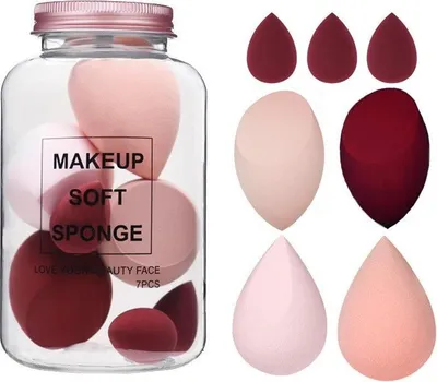 Produktbild von Ecarla Zestaw 7 gąbeczek do makijażu Creamy Red