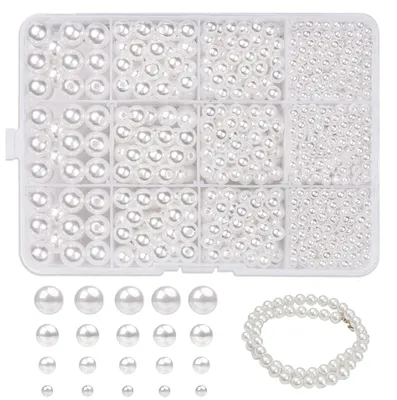 1320 Kunstperlen zum Auffädeln, rund, 4-10 mm, in Box