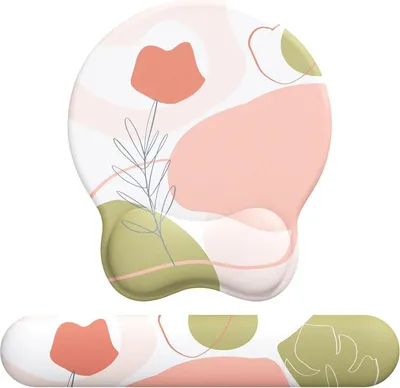 Image de Tapis de souris ergonomique avec repose-poignets et coussinets en gel - Kit rose