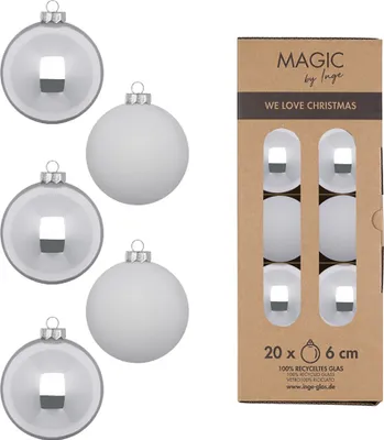 Produktbild von Weihnachtskugeln Glas 6cm 20 Stück - Snowy Clouds