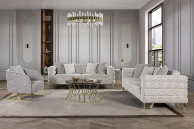 Produktbild von Luxus Sitzgarnitur Polstergarnitur Design Sitzpolster Lounge Sofa Beige 3+3+1